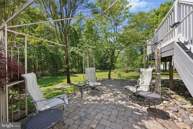 11 Weaver Dr, Evesham, NJ 08053 - view of patio / terrace featuring view of scattered trees and stairs