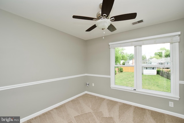 10505 Manor View Pl, Manassas, VA 20110 - carpeted spare room with baseboards, ceiling fan, a wealth of natural light, and visible vents