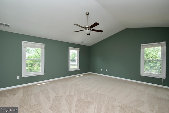 10505 Manor View Pl, Manassas, VA 20110 - unfurnished room with a wealth of natural light, ceiling fan, vaulted ceiling, and visible vents