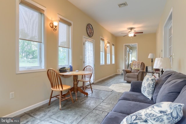 2038 E Harrisburg Pike, Middletown, PA 17057 - living room featuring baseboards, visible vents, and plenty of natural light