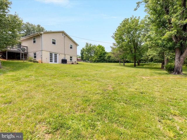 13970 Back Rd, Strasburg, VA 22657 - view of grassy yard featuring french doors and a deck