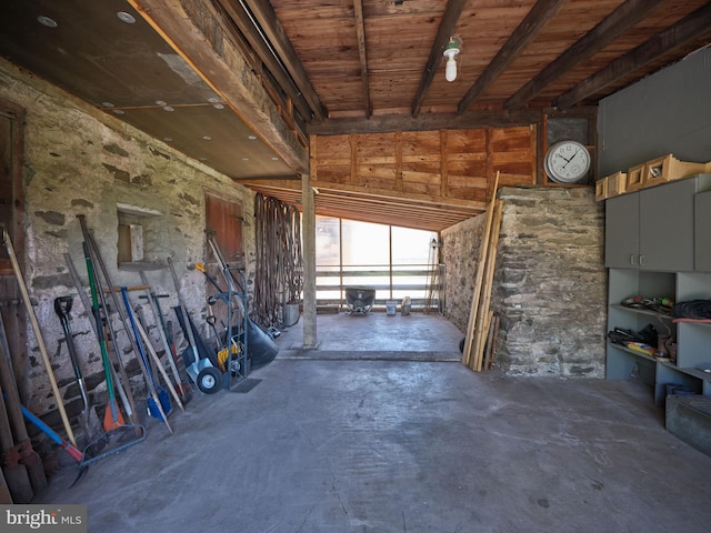 4273 Durham Rd, Kintnersville, PA 18930 - miscellaneous room with wood ceiling and unfinished concrete flooring
