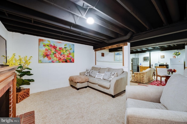 view of carpeted living area