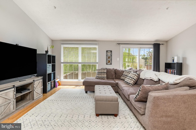 living room with light wood-style flooring