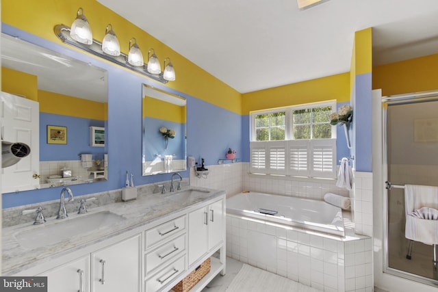 36 Crimson King Dr, Bear, DE 19701 - full bathroom with a sink, a shower stall, a garden tub, and double vanity