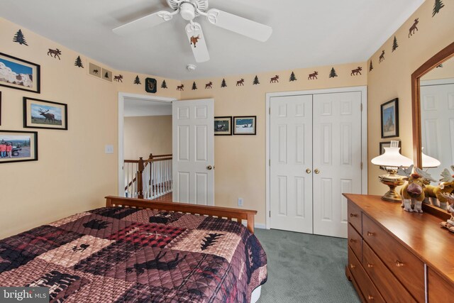 36 Crimson King Dr, Bear, DE 19701 - bedroom featuring dark carpet, a ceiling fan, and a closet