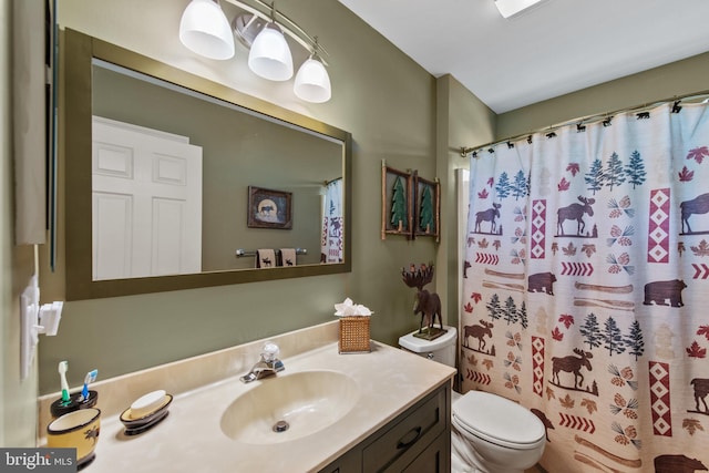 36 Crimson King Dr, Bear, DE 19701 - bathroom featuring vanity, toilet, and a shower with shower curtain