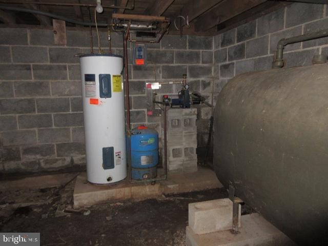 utility room featuring heating fuel and water heater