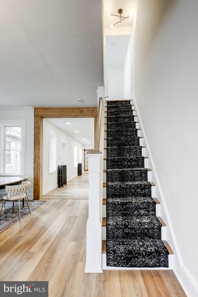 615 1st St, Lancaster, PA 17603 - stairs featuring recessed lighting, baseboards, and wood finished floors