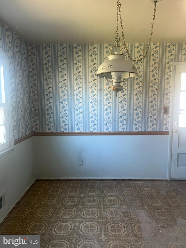 view of unfurnished dining area