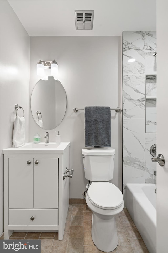 2192 Golf Course Dr, Reston, VA 20191 - bathroom featuring vanity, toilet, bathtub / shower combination, and baseboards