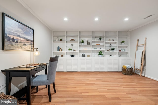 2192 Golf Course Dr, Reston, VA 20191 - office space featuring ornamental molding, light wood-style flooring, and recessed lighting