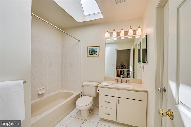 30 Revere Ct, Princeton Junction, NJ 08550 - bathroom with a skylight, tile patterned flooring,  shower combination, toilet, and vanity