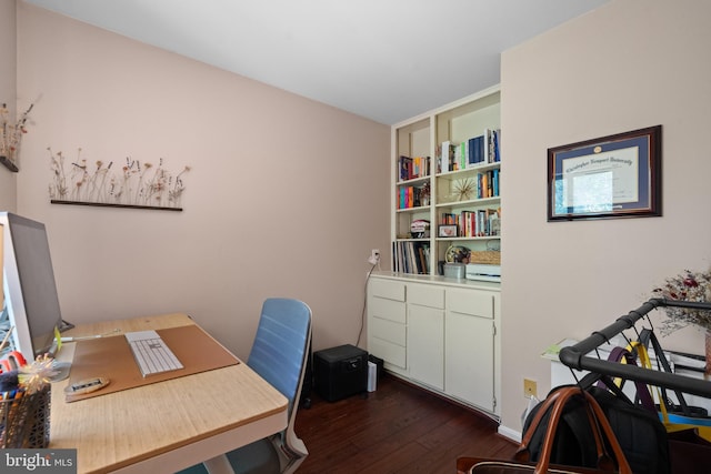 office area featuring dark wood-type flooring