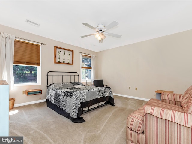 7915 Mount Pleasant Ct E, Walkersville, MD 21793 - bedroom featuring carpet flooring, baseboards, visible vents, and ceiling fan