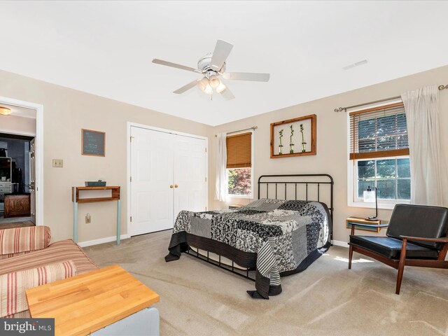 7915 Mount Pleasant Ct E, Walkersville, MD 21793 - bedroom with baseboards, multiple windows, light carpet, and a closet