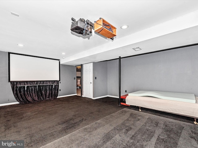 7915 Mount Pleasant Ct E, Walkersville, MD 21793 - carpeted home theater room featuring recessed lighting and baseboards