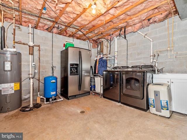 7915 Mount Pleasant Ct E, Walkersville, MD 21793 - unfinished below grade area with independent washer and dryer, stainless steel refrigerator with ice dispenser, and water heater