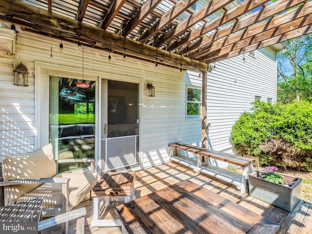 7915 Mount Pleasant Ct E, Walkersville, MD 21793 - wooden terrace featuring a pergola