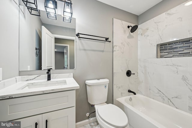 1954 Sponson St, Baltimore, MD 21230 - bathroom with toilet, marble finish floor, bathing tub / shower combination, and vanity