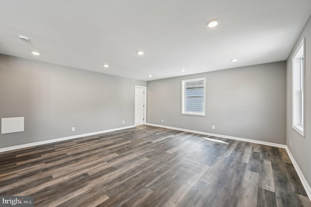 1954 Sponson St, Baltimore, MD 21230 - empty room with plenty of natural light, dark wood-type flooring, baseboards, and recessed lighting