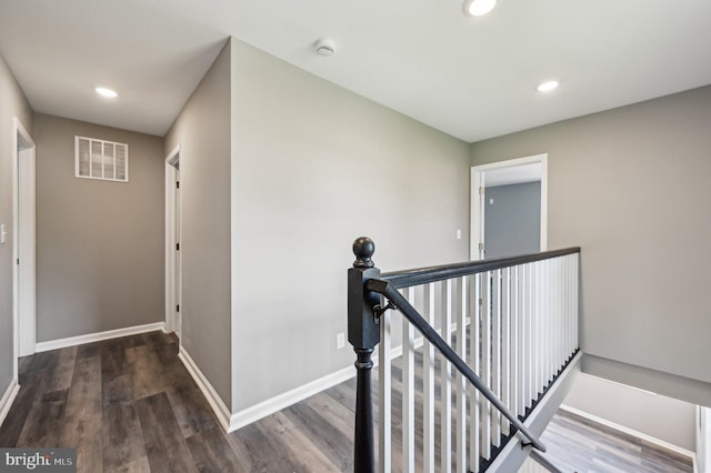1954 Sponson St, Baltimore, MD 21230 - corridor with recessed lighting, an upstairs landing, visible vents, and wood finished floors