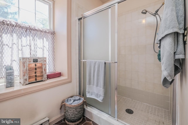 bathroom featuring a stall shower