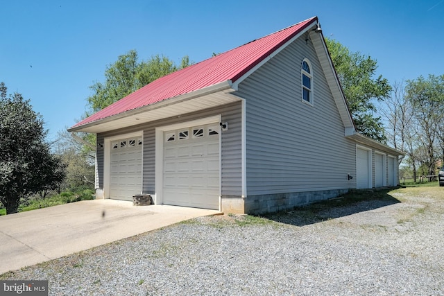 view of detached garage