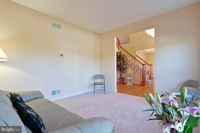 1249 Canon Way, Westminster, MD 21157 - living area with baseboards, carpet flooring, stairs, and visible vents