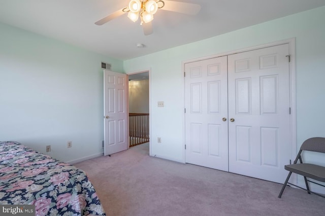 1249 Canon Way, Westminster, MD 21157 - carpeted bedroom with a ceiling fan, baseboards, visible vents, and a closet