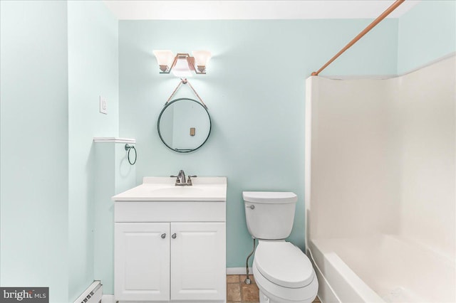 full bath featuring toilet, walk in shower, and vanity