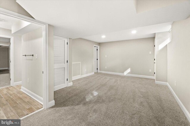 7746 Emerson Burrier Rd, Mount Airy, MD 21771 - finished basement with baseboards, carpet, and recessed lighting