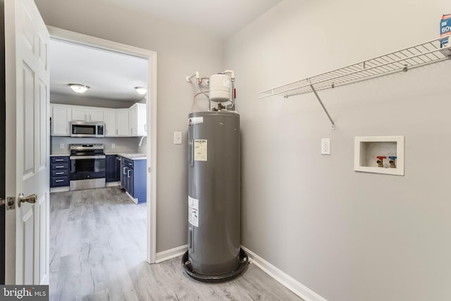 utility room featuring water heater
