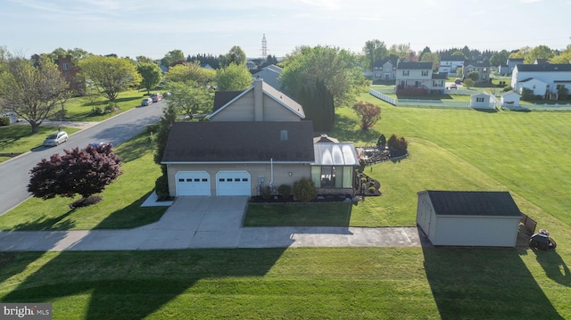 drone / aerial view featuring a residential view