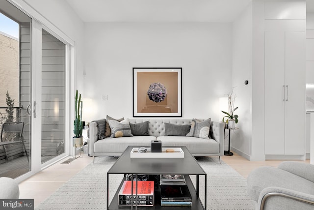 living room with light wood-type flooring
