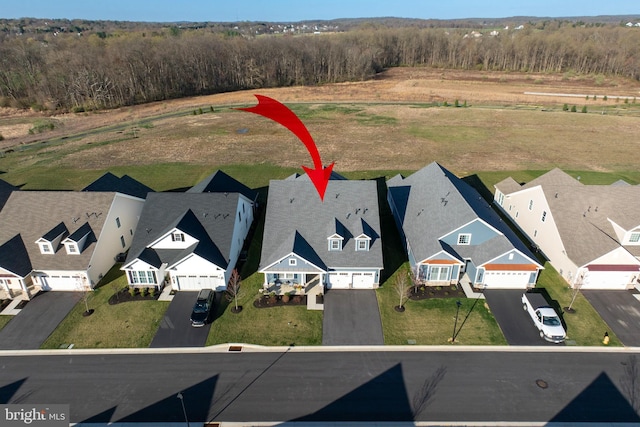 aerial view with a residential view