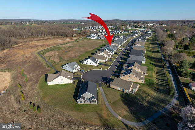 aerial view with a residential view