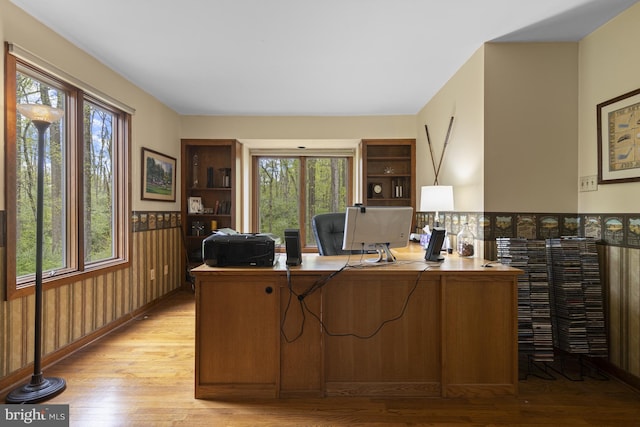 office area featuring light wood-style floors