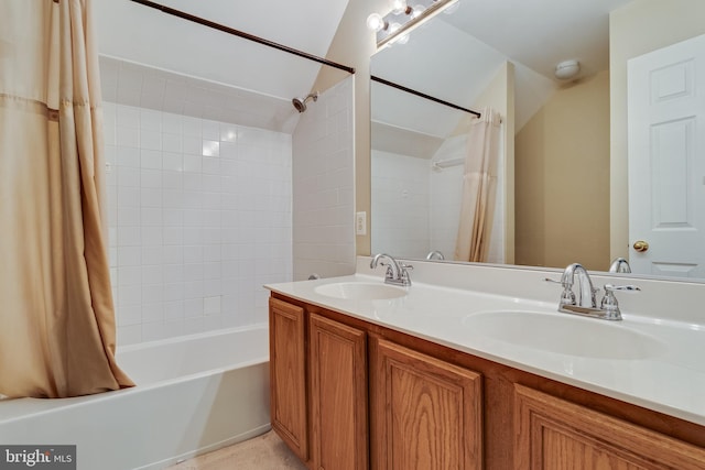 3001 Mandarin Pl, Waldorf, MD 20603 - full bathroom with double vanity, shower / bathtub combination with curtain, and a sink