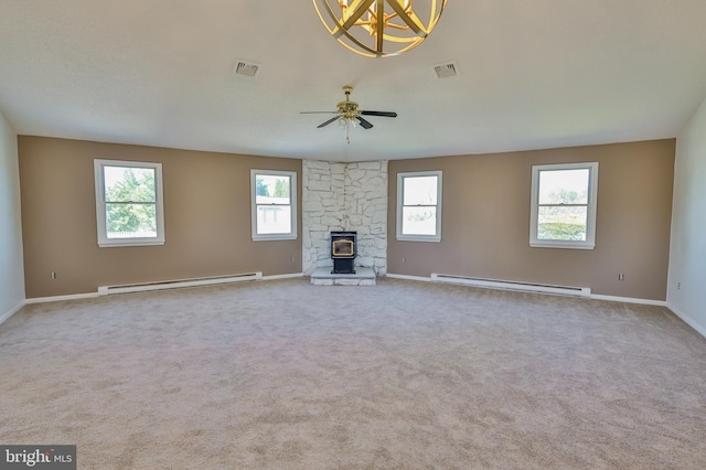 3 Dusty Rd, Easton, PA 18045 - unfurnished living room with baseboards, a baseboard radiator, and visible vents