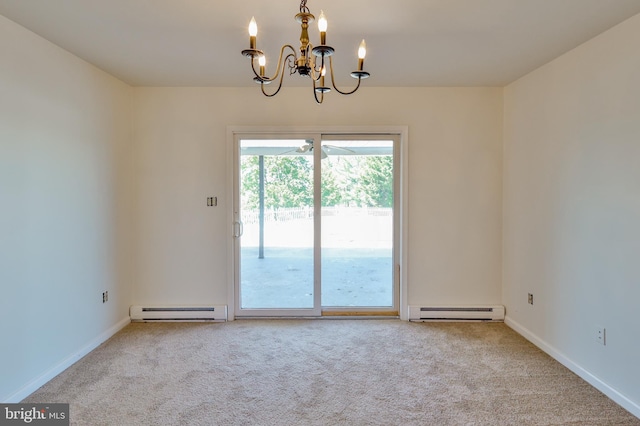 3 Dusty Rd, Easton, PA 18045 - unfurnished room with baseboards, carpet, a notable chandelier, and baseboard heating