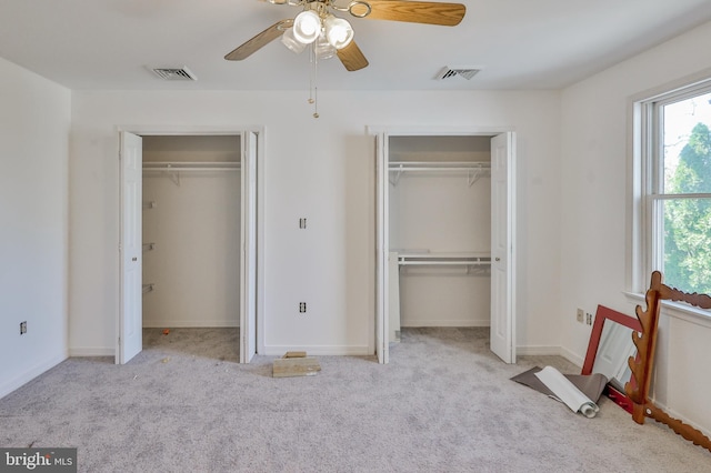 3 Dusty Rd, Easton, PA 18045 - unfurnished bedroom with visible vents, carpet flooring, multiple closets, and ceiling fan