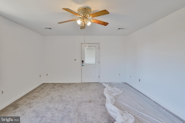 3 Dusty Rd, Easton, PA 18045 - spare room with visible vents, baseboards, ceiling fan, and light colored carpet