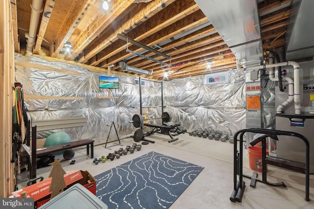 view of unfinished basement