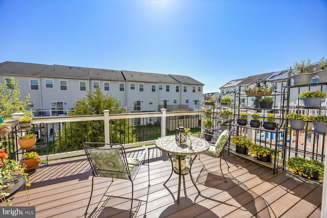 deck with a residential view