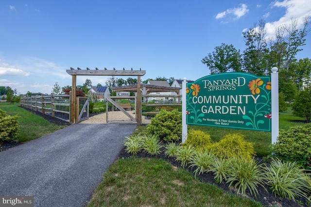 view of property's community featuring a gate and fence
