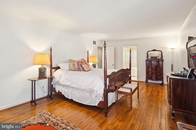 1219 Potomac School Rd, Mclean, VA 22101 - bedroom with crown molding, baseboards, visible vents, and hardwood / wood-style flooring