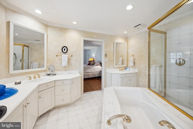1219 Potomac School Rd, Mclean, VA 22101 - ensuite bathroom featuring visible vents, a stall shower, tile patterned floors, ensuite bathroom, and recessed lighting