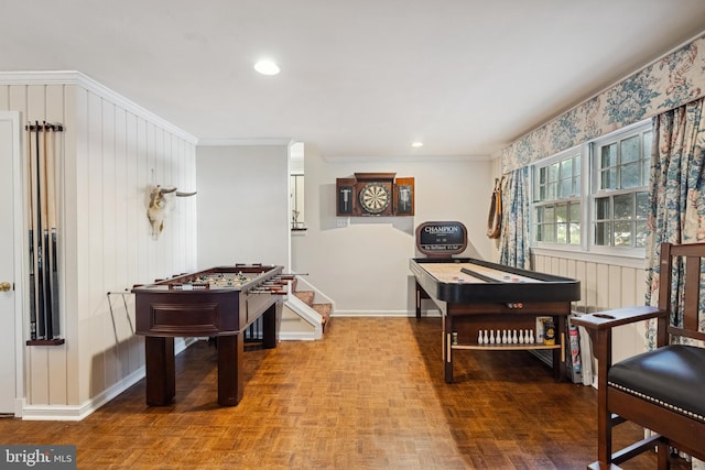 1219 Potomac School Rd, Mclean, VA 22101 - recreation room with crown molding, recessed lighting, and baseboards