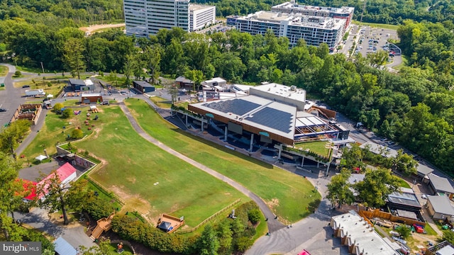 bird's eye view featuring a forest view